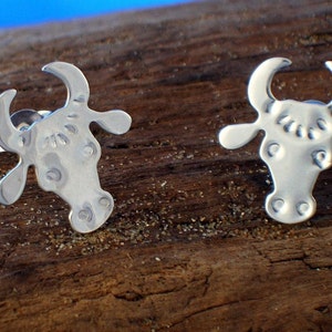 Cow Studs, Handmade, Sterling Silver, Cows, Cow Jewellery, 925 Silver, Cow Earrings, Cattle, Bulls, Bull Studs, Bull Jewellery.