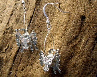 Silver Dragon Earrings, Dragon Jewellery, Handmade, Fantasy Earrings, Mythical jewellery, Dragons, Fantasy jewellery, Dragon Gifts, Magic