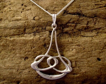 Art Nouveau Silver Pendant, Handmade Sterling Silver Celtic Necklace, Jewellery Gift