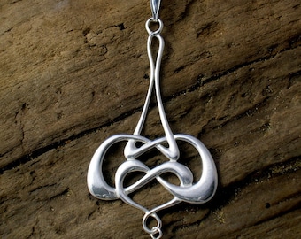 Art Nouveau Silver Necklace, Celtic Pendant, Handmade, Sterling Silver, Silver and Pearl, Silver jewellery, Gift for her, Gift Boxed.