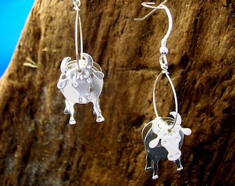 Silver Cow Earrings, Silver Cow jewellery, Handmade, Cattle, Cows, Cow Gifts, Bulls, Gifts for animal lovers, Farmyard Animals, Animal Gifts