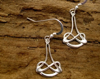 Handmade Sterling Silver Art Nouveau Earrings, Celtic Silver Jewellery
