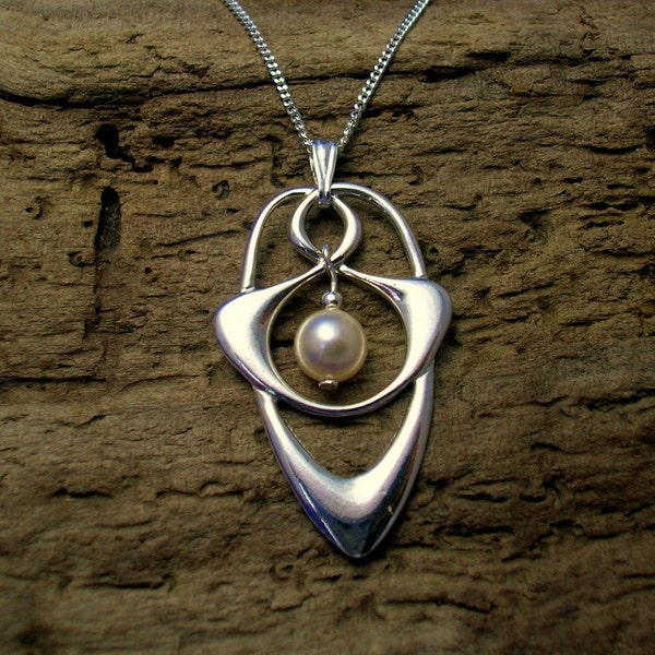 Pendentif Art nouveau, collier celtique en argent sterling, collier en argent et perles, bijoux en argent, fait main, améthyste, turquoise, cadeau pour elle