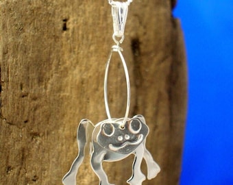 Silver Frog Pendant, Frog Necklace, Frog Jewellery, 3D Frog Pendant, Handmade, Wildlife Jewellery, Frog Gift, Animal Jewellery, Frogs,