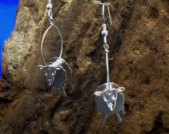 Sterling Silver Sheep Earrings, Sheep jewellery, Lamb earrings, Handmade, Farm Animal Jewellery, Gifts for animal lovers,  Sheep Gifts.