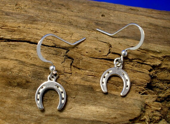 Silver Horseshoe Earrings Horse Jewellery Handmade Lucky Horseshoe Horses Pony jewellery Drop Earrings Pony Gifts Horse Gifts