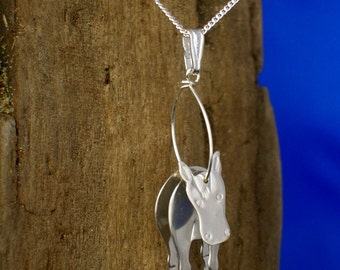 Pendentif cheval d’argent, collier de cheval, bijoux de cheval, bijoux de poney, bijoux équins, argent sterling, cadeau pour les amateurs de chevaux, poney, âne