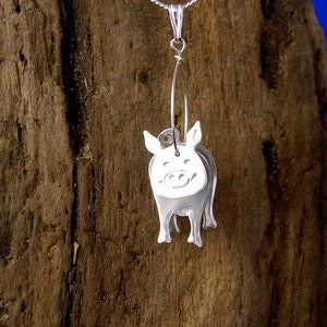 Silber Schwein Anhänger, Schwein Halskette, Schwein Schmuck, Handgemacht, 3D Piggy Schmuck, Bauernhof Tiere Schmuck, 925 Silber, Schweine, Schwein Geschenke, Piggys.