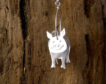 Pendentif cochon en argent, collier cochon, bijoux cochon, fait main, bijoux cochon 3D, bijoux animaux de la basse-cour, argent 925, cochons, cadeaux cochon, cochons.