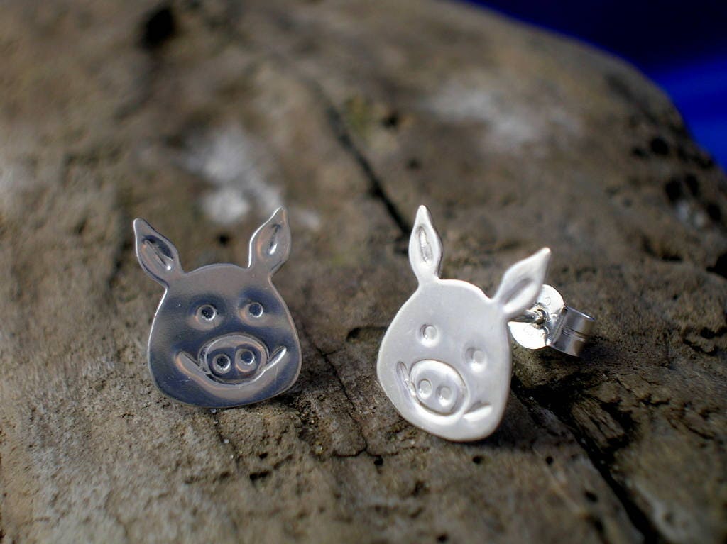Silver Pig Pendant, Pig Necklace, Pig Jewelry, Handmade, 3D