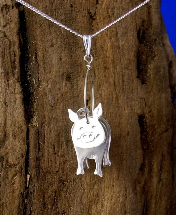 Sterling Silver Pig Earrings, Pig Jewellery, Handmade, Earrings