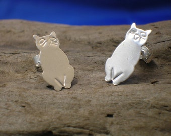 Clous de chat en argent, fait à la main, argent sterling, chats, bijoux pour chats, bijoux pour animaux, argent 925, boucles d’oreilles pour chats