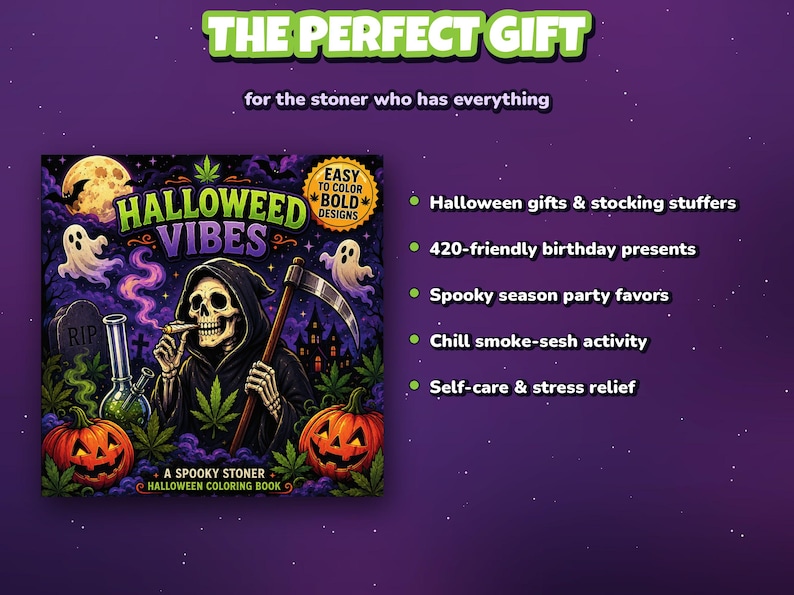 Halloweed Vibes Coloring Book: Stoner Halloween Art for Adults (Digital Download) image 7
