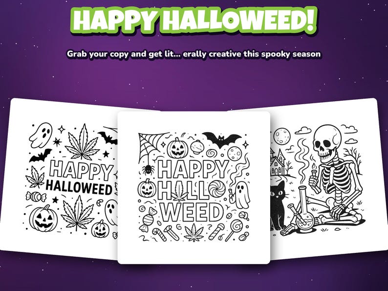 Halloweed Vibes Coloring Book: Stoner Halloween Art for Adults (Digital Download) image 6