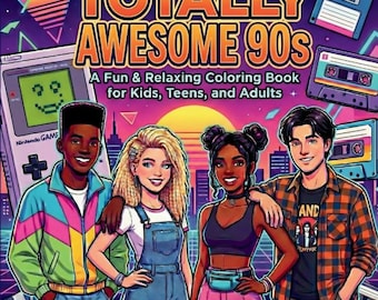 90s Nostalgia Coloring Book – Retro Pop Culture Art (Digital PDF)