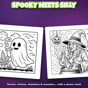 Halloweed Vibes Coloring Book: Stoner Halloween Art for Adults (Digital Download) image 10
