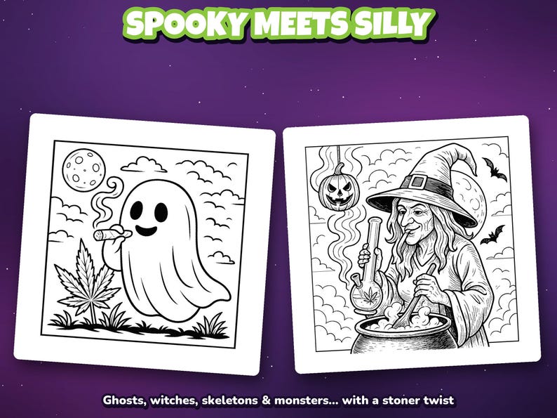 Halloweed Vibes Coloring Book: Stoner Halloween Art for Adults (Digital Download) image 10