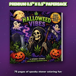 Halloweed Vibes Coloring Book: Stoner Halloween Art for Adults (Digital Download) image 13
