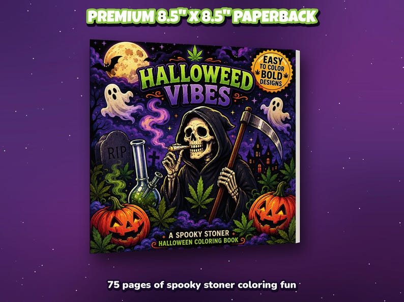 Halloweed Vibes Coloring Book: Stoner Halloween Art for Adults (Digital Download) image 13
