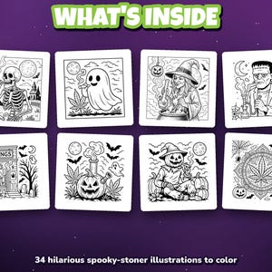 Halloweed Vibes Coloring Book: Stoner Halloween Art for Adults (Digital Download) image 12