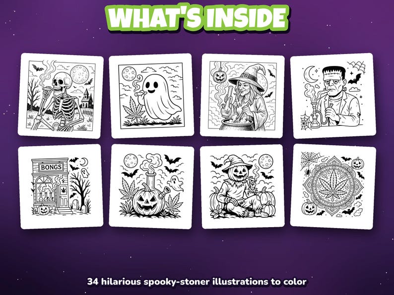 Halloweed Vibes Coloring Book: Stoner Halloween Art for Adults (Digital Download) image 12