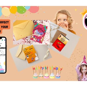 Bundle 4 party's INVITATIONS Space Cars and Neutral types. Children BIRTHDAY party. Template completely editable on CANVA.