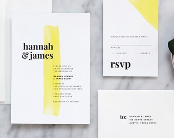 Modern Minimal Wedding Invitation, Printed Wedding Invitation, Modern Wedding Invitation - Deposit Payment