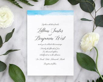 Watercolor Calligraphy Wedding Invitations, Edge-Dipped Wedding Invitation - Deposit Payment