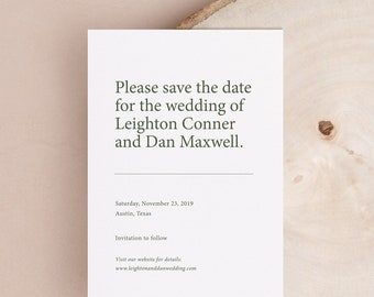 Minimalist Save the Date, Simple Save the Date, Printed Save the Date Card, Modern Save the Date, Save the Date Postcard