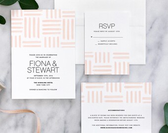 Modern Blush Wedding Invitation, Minimal Wedding Invitation, Simple Wedding Invitation - Deposit Listing