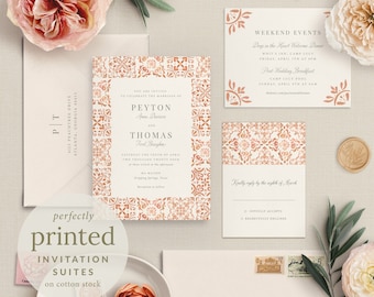 Spanish Tile Wedding Invitation Suite, Printed