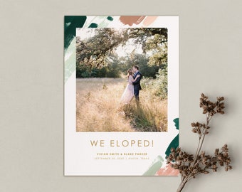 Elopement Announcement Photo Card, Wedding Announcement Photo Card, Modern Wedding Announcement, Printed Wedding Announcement