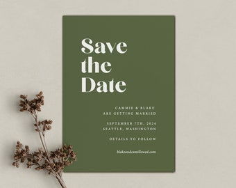 Wedding Save the Date Cards with Envelopes, Printed, Modern