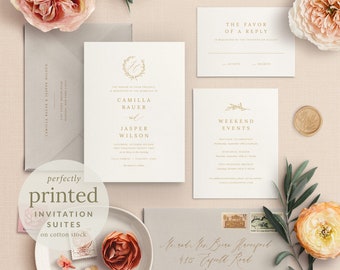 Printed Wedding Invitations with Initial Monogram and Addressed Envelopes, Optional Envelope Liner
