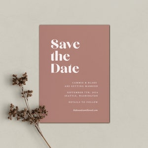 Wedding Save the Date Cards with Envelopes, Printed, Modern image 2