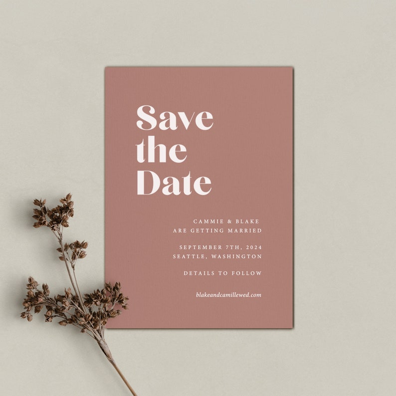 Wedding Save the Date Cards with Envelopes, Printed, Modern image 2