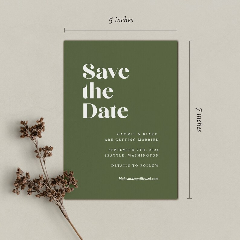 Wedding Save the Date Cards with Envelopes, Printed, Modern image 3