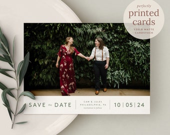 Photo Save the Date, Printed and Personalized, Minimal Save the Date Card