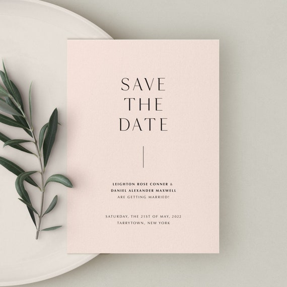 Simple Save The Date Minimal Wedding Stationery Minimalist Save The Date Card
