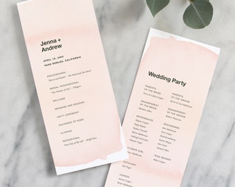 Modern Wedding Program, Minimal Wedding Program, Printed Wedding Program, Chic Elegant Wedding Program, Simple Ceremony Program