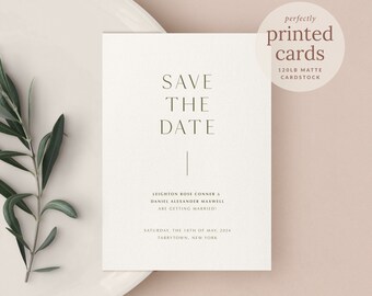 Printed Save the Date Card with Envelopes, Modern Save the Date, Simple Elegant Save the Date