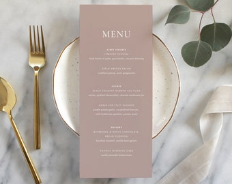 Minimalist Wedding Menu, Classic Menu, Modern Wedding Menu,  Printed Wedding Menu