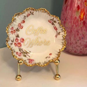 Funny "Coffee Wh*re" Spoon Rest: Upcycled China Sweary Decor