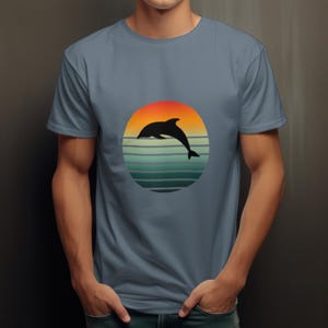 Dolphin Sunset Shirt / Dolphin Shirt / Dolphin Gifts / Dolphin Lover / Vintage Retro / Dolphin SVG