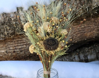 Neutral Dried Flower Bouquet Fall Centerpiece Decor Swag, Wedding Bouquet