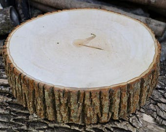 Cake Stand, 12-13 Inch Wide Rustic Wood Slice, Wood Wedding