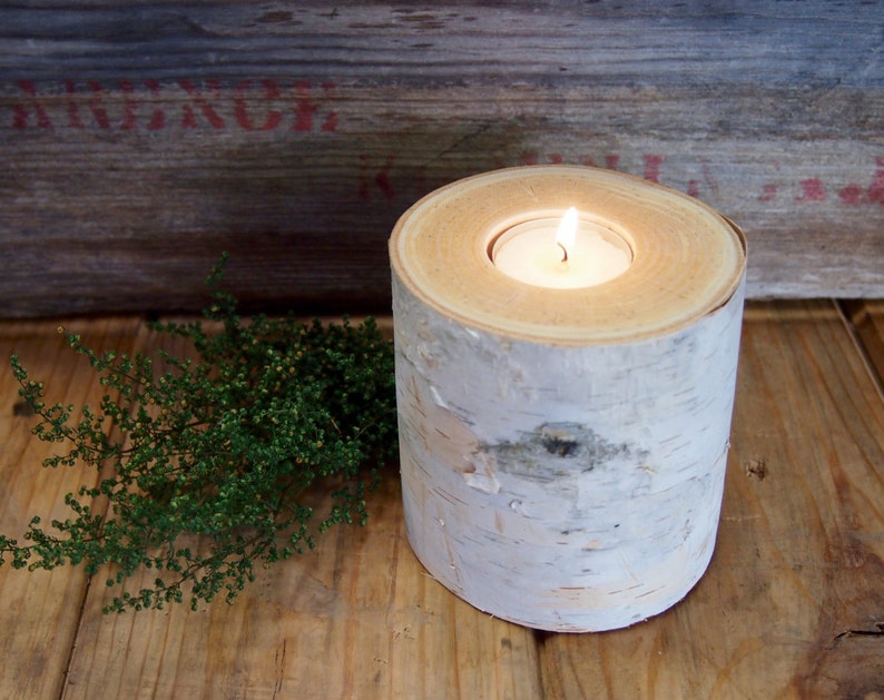 Birch Candle Holder Wood Candle Holder Personalized Candle Etsy