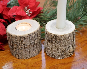 Wood Candle Holders Yule Log Wood Holders Wedding Table Decor  Christmas Table  Centerpiece