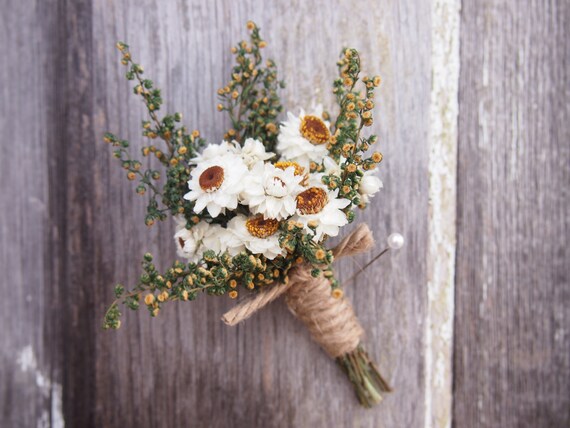 Simple Country Wedding Boutonniere Dried Flower Corsage Etsy
