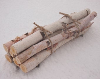 7 White Birch Logs Rustic Christmas Decor, Birch Branches, Yule Log